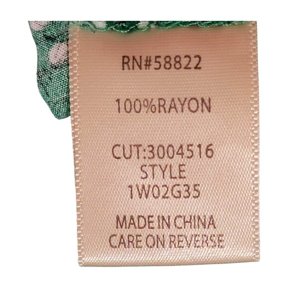 MAX STUDIO Plus 2X Elastic Sleeves Cherry Print Flowy Tunic Top Green Multi - Picture 9 of 9